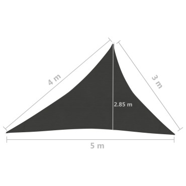 vidaXL Πανί Σκίασης Ανθρακί  3 x 4 x 5 μ. από HDPE 160 γρ./μ²