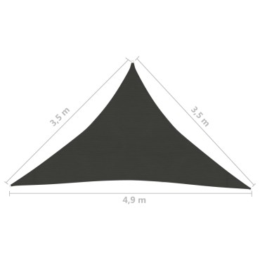 vidaXL Πανί Σκίασης Ανθρακί 3,5 x 3,5 x 4,9 μ. από HDPE 160 γρ./μ²