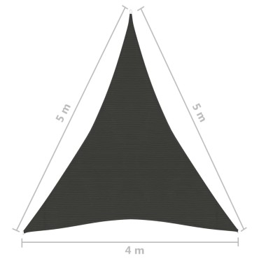 vidaXL Πανί Σκίασης Ανθρακί 4 x 5 x 5 μ. από HDPE 160 γρ./μ²