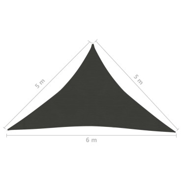 vidaXL Πανί Σκίασης Ανθρακί 5 x 5 x 6 μ. από HDPE 160 γρ./μ²