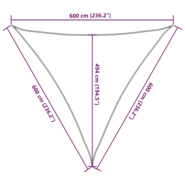 vidaXL Πανί Σκίασης Λευκό 6 x 6 x 6 μ. από HDPE 160 γρ./μ²