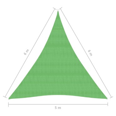 vidaXL Πανί Σκίασης Ανοιχτό Πράσινο 5 x 6 x 6 μ. από HDPE 160 γρ./μ²