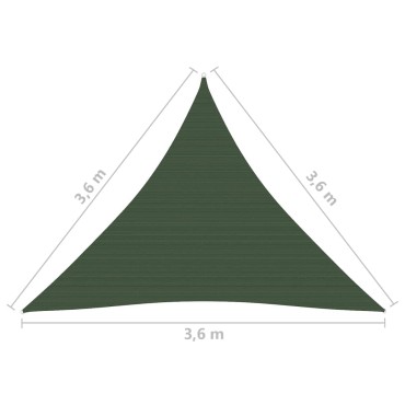 vidaXL Πανί Σκίασης Σκούρο Πράσινο 3,6 x 3,6 x 3,6 μ. από HDPE 160 γρ./μ²