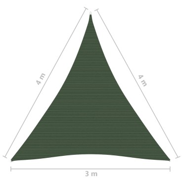 vidaXL Πανί Σκίασης Σκούρο Πράσινο 3 x 4 x 4 μ. από HDPE 160 γρ./μ²