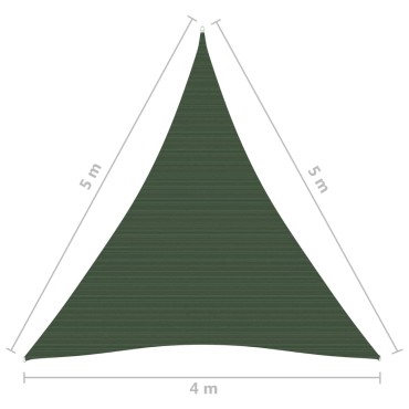 vidaXL Πανί Σκίασης Σκούρο Πράσινο 4 x 5 x 5 μ. από HDPE 160 γρ./μ²