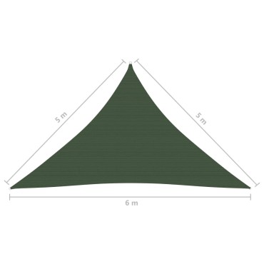 vidaXL Πανί Σκίασης Σκούρο Πράσινο 5 x 5 x 6 μ. από HDPE 160 γρ./μ²