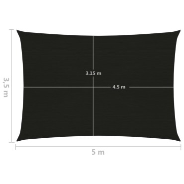 vidaXL Πανί Σκίασης Μαύρο 3,5 x 5 μ. από HDPE 160 γρ./μ²