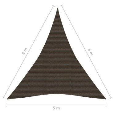 vidaXL Πανί Σκίασης Καφέ 5 x 6 x 6 μ. από HDPE 160 γρ./μ²