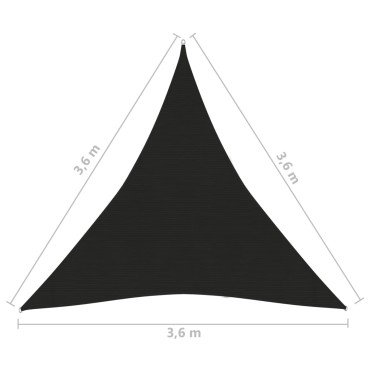 vidaXL Πανί Σκίασης Μαύρο 3,6 x 3,6 x 3,6 μ. από HDPE 160 γρ./μ²