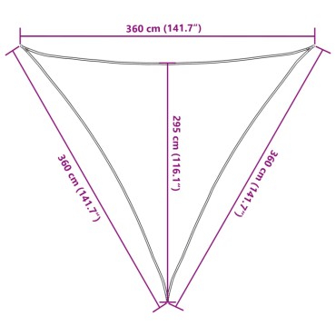 vidaXL Πανί Σκίασης Μαύρο 3,6 x 3,6 x 3,6 μ. από HDPE 160 γρ./μ²