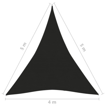 vidaXL Πανί Σκίασης Μαύρο 4 x 5 x 5 μ. από HDPE 160 γρ./μ²