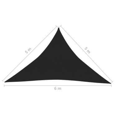 vidaXL Πανί Σκίασης Μαύρο 5 x 5 x 6 μ. από HDPE 160 γρ./μ²