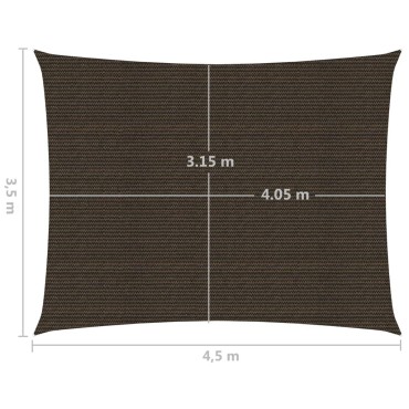 vidaXL Πανί Σκίασης Καφέ 3,5 x 4,5 μ. από HDPE 160 γρ./μ²