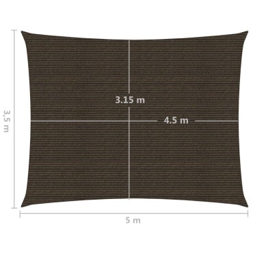 vidaXL Πανί Σκίασης Καφέ 3,5 x 5 μ. από HDPE 160 γρ/μ²