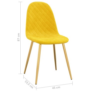 vidaXL Καρέκλες Τραπεζαρίας 2 τεμ. Κίτρινο Μουσταρδί Βελούδινες 45x53,5x83cm