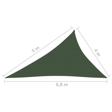 vidaXL Πανί Σκίασης Σκούρο Πράσινο 4 x 5 x 6,8 μ. από HDPE 160 γρ./μ²