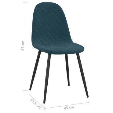 vidaXL Καρέκλες Τραπεζαρίας 4 τεμ. Μπλε Βελούδινες 45x53,5x83cm