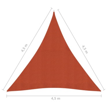 vidaXL Πανί Σκίασης Τερακότα 4,5 x 4,5 x 4,5 μ. από HDPE 160 γρ./μ²