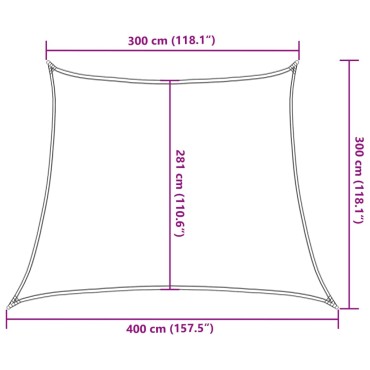 vidaXL Πανί Σκίασης Μαύρο 3/4 x 3 μ. από HDPE 160 γρ./μ²