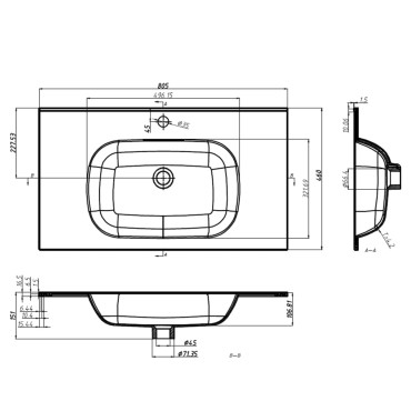 vidaXL Νιπτήρας Ένθετος Λευκός 805 x 460 x 105 χιλ. από SMC