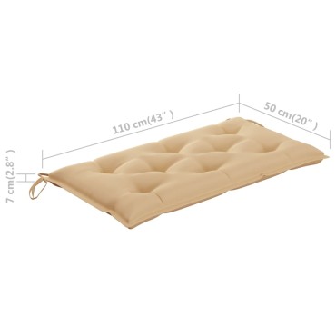 vidaXL Μαξιλάρι Πάγκου Κήπου Μπεζ 110x50x7 εκ. Ύφασμα Oxford