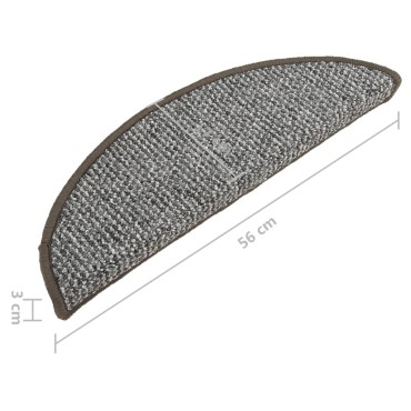 vidaXL Πατάκια Σκάλας Μοκέτα 15 τεμ. Γκρι 56x17x3 εκ.