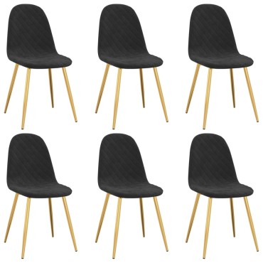vidaXL Καρέκλες Τραπεζαρίας 6 τεμ. Μαύρες Βελούδινες 45x53,5x83cm