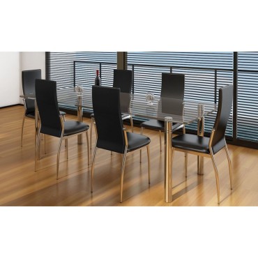 vidaXL Καρέκλες Τραπεζαρίας 6 τεμ. Μαύρες από Συνθετικό Δέρμα 43x54x100cm