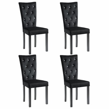 vidaXL Καρέκλες Τραπεζαρίας 4 τεμ. Μαύρες Βελούδινες 43x51x98cm