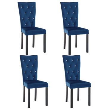 vidaXL Καρέκλες Τραπεζαρίας 4 τεμ. Σκούρο Μπλε Βελούδινες 43x51x98cm