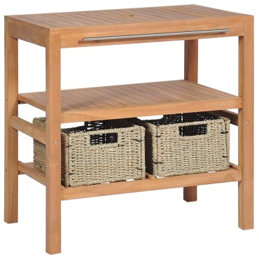 vidaXL Έπιπλο Μπάνιου 74x45x75cm από Μασίφ Ξύλο Teak με 2 Καλάθια 1 τεμ.