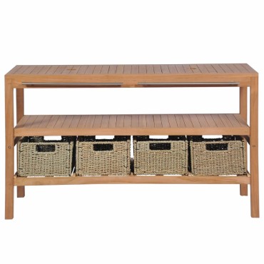 vidaXL Έπιπλο Μπάνιου 132x45x75cm από Μασίφ Ξύλο Teak με 4 Καλάθια 1 τεμ.