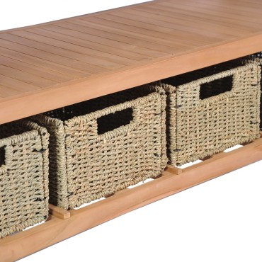 vidaXL Έπιπλο Μπάνιου 132x45x75cm από Μασίφ Ξύλο Teak με 4 Καλάθια 1 τεμ.