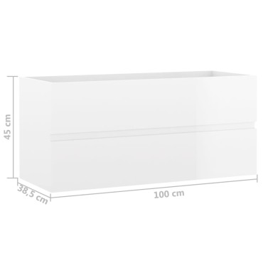 vidaXL Ντουλάπι Νιπτήρα Γυαλιστερό Λευκό 100x38,5x45cm Μοριοσανίδα 1 τεμ.