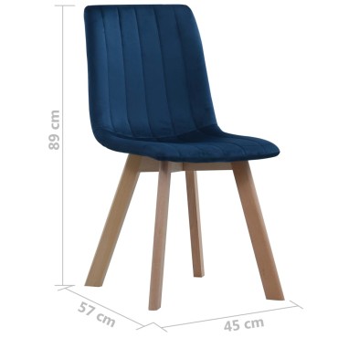 vidaXL Καρέκλες Τραπεζαρίας 2 τεμ. Μπλε Βελούδινες 45x57x89cm
