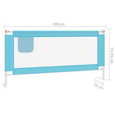 vidaXL Μπάρα Κρεβατιού Προστατευτική Μπλε 190 x 25 εκ. Υφασμάτινη