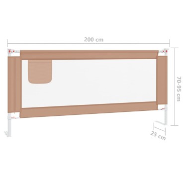 vidaXL Μπάρα Κρεβατιού Προστατευτική Taupe 200 x 25 εκ. Υφασμάτινη