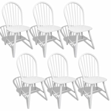 vidaXL Καρέκλες Τραπεζαρίας 6 τεμ. Λευκές Μασίφ Ξύλο Καουτσουκόδεντρου 46,5x52x94cm