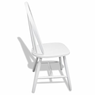 vidaXL Καρέκλες Τραπεζαρίας 6 τεμ. Λευκές Μασίφ Ξύλο Καουτσουκόδεντρου 46,5x52x94cm