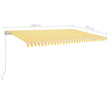 vidaXL Τέντα Αυτόματη με LED & Αισθητήρα Ανέμου Κίτρινο/Λευκό 5x3,5 μ.