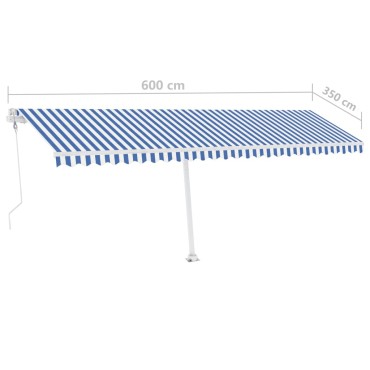 vidaXL Τέντα Αυτόματη με LED & Αισθ. Ανέμου Μπλε/Λευκό 600x350 εκ.