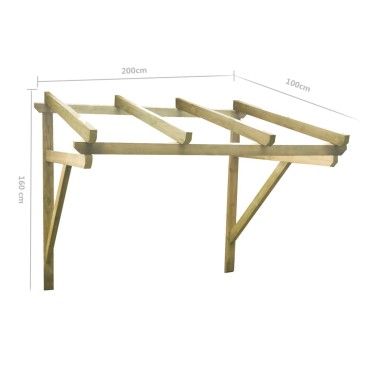 vidaXL Στέγαστρο Πόρτας 200 x 100 x 100 εκ. από Ξύλο Πεύκου