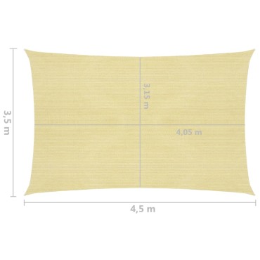 vidaXL Πανί Σκίασης Μπεζ 3,5 x 4,5 μ. από HDPE 160 γρ/μ²