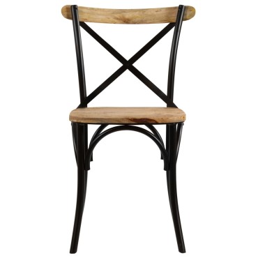 vidaXL Καρέκλες με Χιαστί Πλάτη 2 τεμ. Μαύρες από Μασίφ Ξύλο Μάνγκο 51x52x84cm
