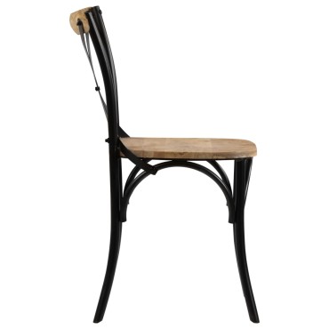 vidaXL Καρέκλες με Χιαστί Πλάτη 2 τεμ. Μαύρες από Μασίφ Ξύλο Μάνγκο 51x52x84cm