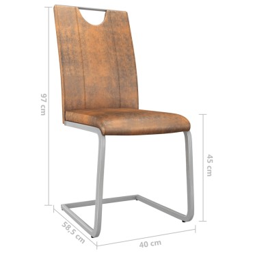 vidaXL Καρέκλες Τραπεζαρίας 4 τεμ. Καφέ Σουέντ από Συνθετικό Δέρμα 40x58,5x97cm