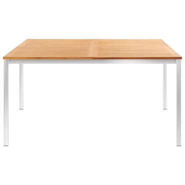 vidaXL Τραπεζαρία Κήπου 150x150x75cm Μασίφ Ξύλο Teak/Ανοξ. Ατσάλι 1 τεμ.