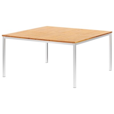 vidaXL Τραπεζαρία Κήπου 150x150x75cm Μασίφ Ξύλο Teak/Ανοξ. Ατσάλι 1 τεμ.