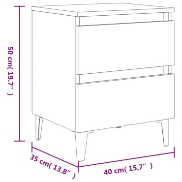 vidaXL Κομοδίνα 2 τεμ. Γκρι Σκυροδέμ. 40x35x50cm από Επεξ. Ξύλο