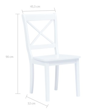 vidaXL Καρέκλες Τραπεζαρίας 2 τεμ. Λευκές Μασίφ Ξύλο Καουτσουκόδεντρου 45,5x52x90cm
